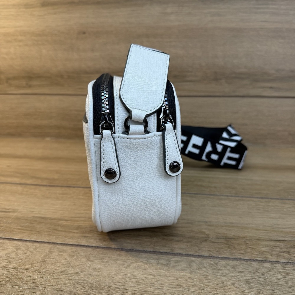 Karl Lagerfeld Maybelle Double Zip White Iridescent Crossbody Camera Bag Pouch - Picture 8 of 16